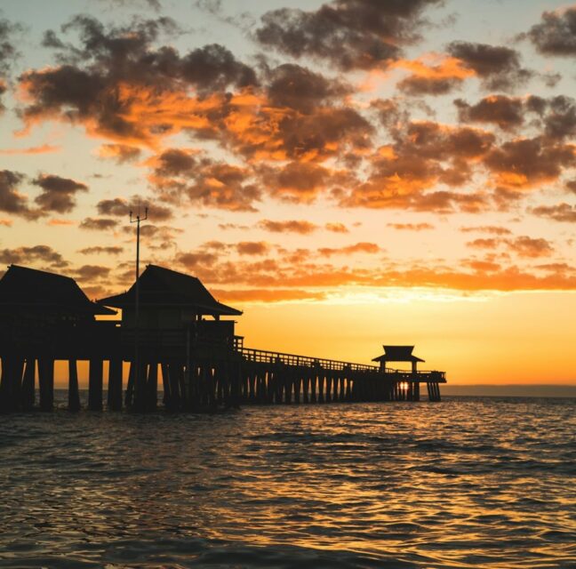 The Naples Pier at sunset on the Gulf of Mexico