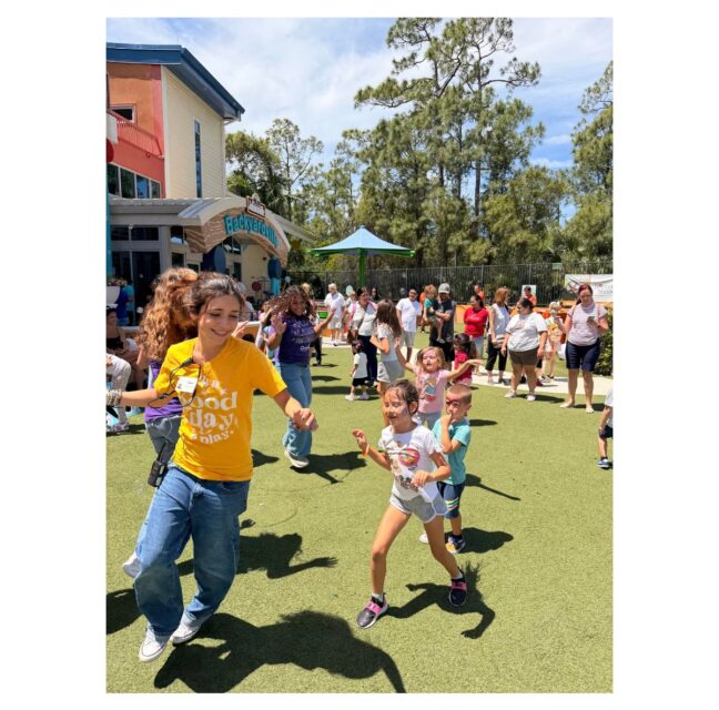 Children running and playing outdoors at Golisano Children’s Museum of Naples