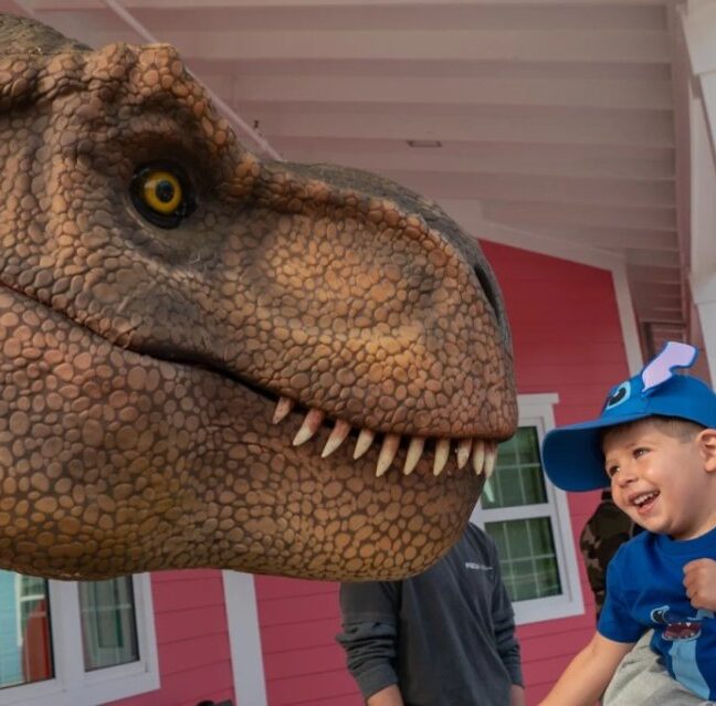 A family meets a costumed character at Boo at the Zoo. Photo: Naples Zoo at Caribbean Gardens